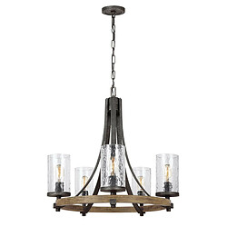 Elstead Lighting Chandelier Angelo 5x60W E27 Chêne patiné Gris