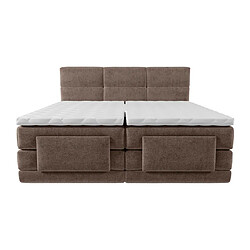 Vente-Unique Ensemble complet boxspring tête de lit capitonnée + sommiers relaxation électrique + matelas + surmatelas - 2 x 80 x 200 cm - Tissu - Marron - LODI de PALACIO pas cher