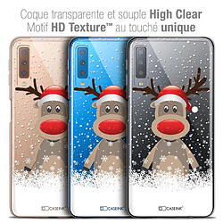 Caseink Coque Housse Etui Pour Samsung Galaxy A7 (2018) A750 (6 ) [Crystal Gel HD Collection Noël 2017 Design Cerf au Bonnet - Souple - Ultra Fin - Imprimé en France]