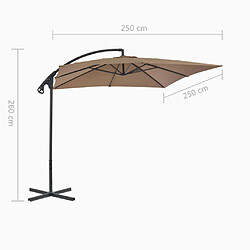 vidaXL Parasol de jardin en porte-à-faux avec poteau en acier taupe pas cher