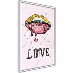 Paris Prix Affiche Murale Encadrée Lip Gloss and Love 20 x 30 cm Blanc