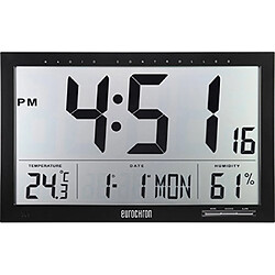 Eurochron EFWU Jumbo 100 radiopiloté(e) Horloge murale 370 mm x 230 mm x 30 mm noir