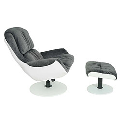 Avis Mendler Fauteuil relax HWC-E52, fauteuil de télévision, siège rotatif, tabouret, velours/similicuir ~ gris foncé