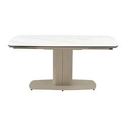 Table à manger extensible 6 à 10 personnes en céramique et métal - Effet marbre blanc et taupe - CARIOULA de Pascal MORABITO pas cher