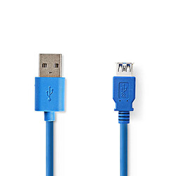 NEDIS Câble USB 3.0 A Mâle - A Femelle 2,0 m Bleu