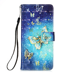 Etui en PU Impression de motifs avec support et cordon papillon d'or pour votre Samsung Galaxy A32 4G (EU Version)