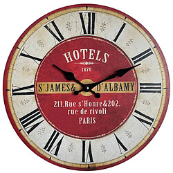 Avis L'Héritier Du Temps Horloge Murale Pendule Ronde de Cuisine ou Salon en Bois et Papier Hotels St James 4x34x34cm