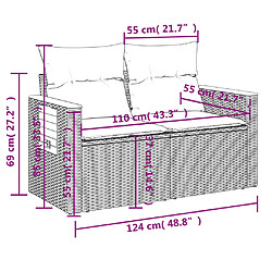 vidaXL Canapé de jardin avec coussins 2 places beige résine tressée pas cher