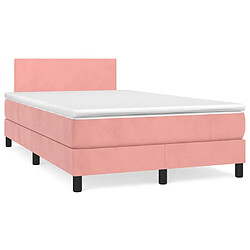 Maison Chic Lit adulte- Lit + matelas,Sommier à lattes de lit avec matelas Rose 120x200 cm Velours -GKD10174