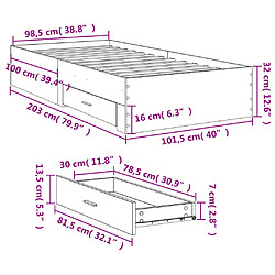 Vidaxl Cadre de lit avec tiroirs blanc 100x200 cm bois d'ingénierie pas cher