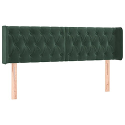 vidaXL Tête de lit avec oreilles Vert foncé 147x16x78/88 cm Velours