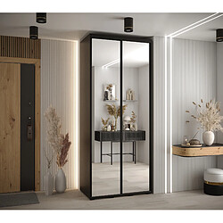 Abiks Meble Armoire à portes coulissantes Davos 2 H235.2 x L100 x P45 2 portes coulissante (Noir/Noir/Noir)