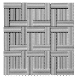 Mendler 11x carreau WPC Rhone, carrelage balcon/terrasse, optique bois à 30x30cm = 1m² ~ premium, gris décalé