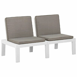 Acheter Maison Chic Salon de jardin 2 pcs avec coussins - Table et chaises d'extérieur - Mobilier/Meubles de jardin Moderne Plastique Blanc -MN94544