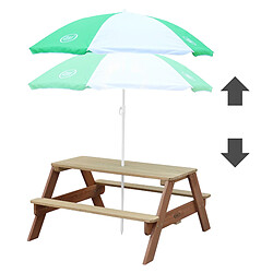 AXI Nick Table Pique Nique avec Parasol Marron & Noir | Table de Pique Nique Enfant pour le Jardin, Table Picnic, Table Picnic Bois - 95 x 97 x 48 cm pas cher