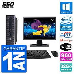 PC HP 600 G1 SFF Ecran 19" Intel G3220 RAM 32Go SSD 960Go Windows 10 Wifi - Occasion