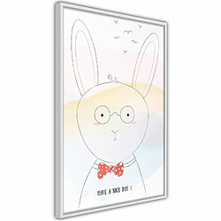 Paris Prix Affiche Murale Encadrée Polite Bunny 40 x 60 cm Blanc