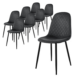 ML-Design Lot de 8 chaises de salle à manger anthracite velours avec dossier pieds en noir