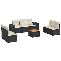 vidaXL Salon de jardin 8 pcs avec coussins noir résine tressée