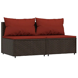 Avis Maison Chic Salon de jardin 3 pcs + coussins - Mobilier/Meubles de jardin - Table et chaises d'extérieur marron résine tressée -MN27985