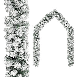 vidaXL Guirlande de Noël avec neige floquée Vert 20 m PVC