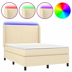 Maison Chic Lit adulte- Lit + matelas + LED,Sommier à lattes de lit matelas et LED Crème 140x200 cm Tissu -GKD27282