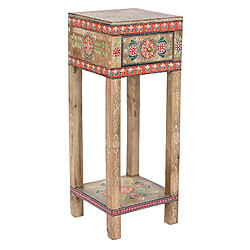 Pegane Table d'appoint en bois de manguier multicolore - longueur 30 x Profondeur 31 x hauteur 80,50 cm