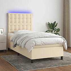 Maison Chic Lit adulte- Lit + matelas,Sommier à lattes de lit et matelas et LED Crème 90x190 cm Tissu -GKD93605