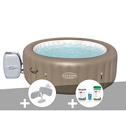 Kit spa gonflable Bestway Lay-Z-Spa Palm Springs rond Airjet 4/6 places + Kit traitement brome + 2 appuie-têtes