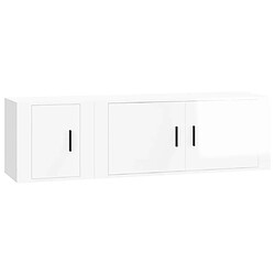 vidaXL Ensemble de meubles TV 2 pcs blanc brillant bois d'ingénierie