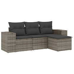 vidaXL Salon de jardin 4 pcs avec coussins gris résine tressée