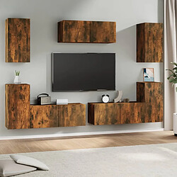 Maison Chic Ensemble de meubles TV 7 pcs | Banc TV Moderne pour salon | Meuble de Rangement - Chêne fumé Bois d'ingénierie -MN10459