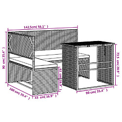 vidaXL Canapé de jardin avec table et coussins en forme de L gris pas cher