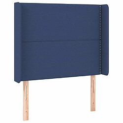 Avis Maison Chic Tête de lit scandinave à LED,meuble de chambre Bleu 103x16x118/128 cm Tissu -MN94677