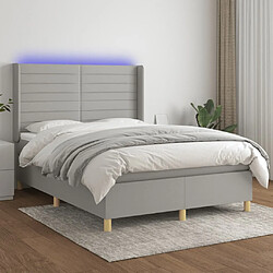 Sommier à lattes et matelas LED,Cadre à lattes de lit pour Adulte Gris clair 140x190 cm Tissu -MN56734