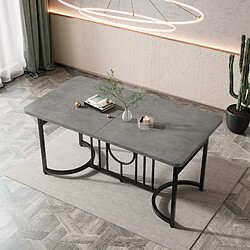 Acheter KOMHTOM Table de salle à manger moderne et minimaliste, 158 x 76 x 75 cm, facile à installer, non pliable, pieds en métal noir (aspect béton)