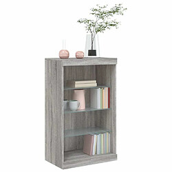 Maison Chic Commode Buffet - Meuble de rangement avec lumières LED sonoma gris 60,5x37x100 cm -GKD80681 pas cher