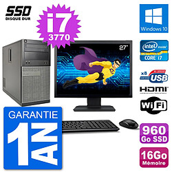 PC Dell 3010 MT Ecran 27" i7-3770 RAM 16Go SSD 960Go HDMI Windows 10 Wifi - Occasion