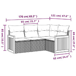 Avis Maison Chic Ensemble de 4 Tables et chaises d'extérieur avec coussins,Salon de jardin noir résine tressée -GKD419404