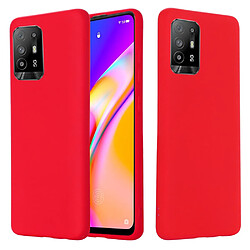 Coque en silicone Liquide de couleur unie avec sangle souple rouge pour votre Oppo F19 Pro+ 5G