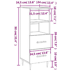 vidaXL Buffet Sonoma gris 34,5x34x90 cm Bois d'ingénierie pas cher