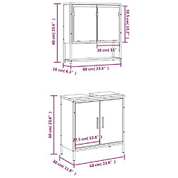 vidaXL Ensemble de meubles de salle de bain 2 pcs Sonoma gris pas cher