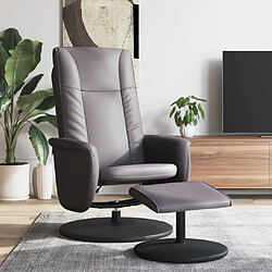 vidaXL Fauteuil inclinable avec repose-pied gris similicuir