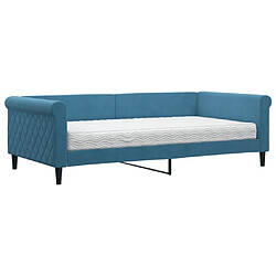 Maison Chic Lit de jour avec matelas, Lit de repos Lit d'invité pour Salon Chambre,Canapé-lit bleu 100x200 cm velours -MN58718