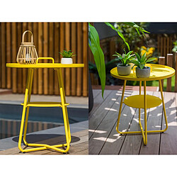 Table basse ronde en aluminium jaune Thasos Ø 50 cm - Jardiline