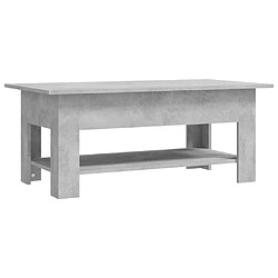 vidaXL Table basse gris béton 102x55x42 cm bois d'ingénierie