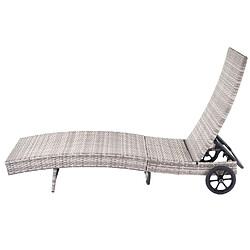 Decoshop26 Chaises longues bain de soleil transat de jardin en poly-rotin gris oreiller gris foncé 04_0002399 pas cher