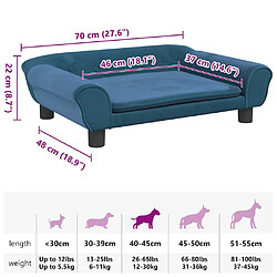 vidaXL Lit pour chien bleu 70x48x22 cm velours pas cher