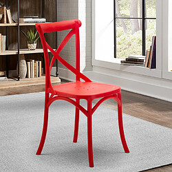 Ahd Amazing Home Design Chaise de cuisine et restaurant en polypropylène Vintage Paesana Cross design, Couleur: Rouge