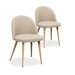 NC Lot de 2 chaises scandinaves Cecilia tissu Beige